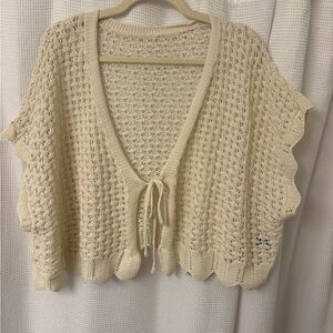SHEIN Cream Open-Knit Cardigan